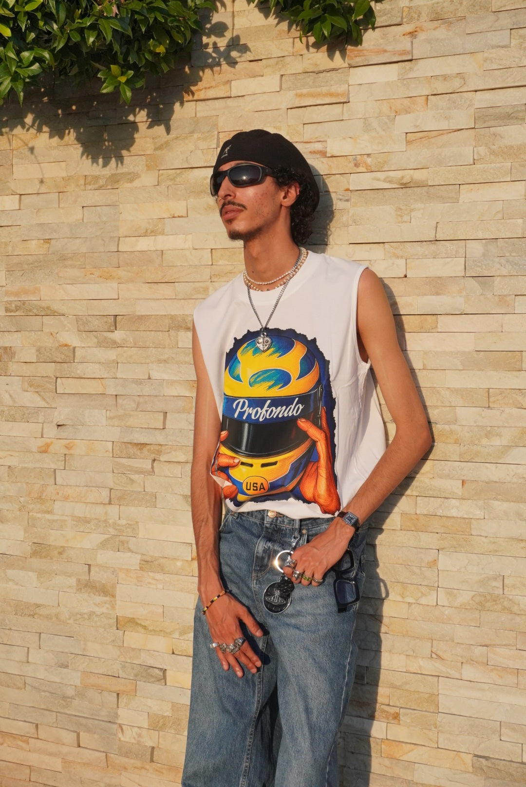 Profondo Racing Helmet Tank Top – Bleu