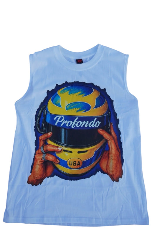 Profondo Racing Helmet Tank Top – Bleu